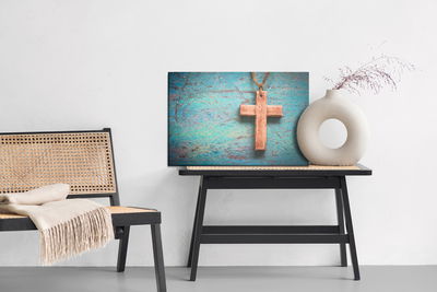 Ljuddämpande tavla - Cross on a blue background