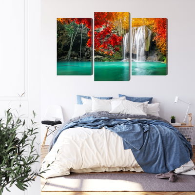 Ljuddämpande tavla - Cascade in the autumn forest