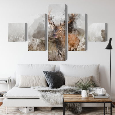 Ljuddämpande tavla - A deer painted with 3d