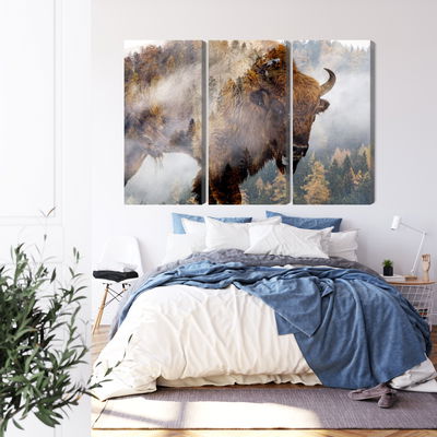 Ljuddämpande tavla - A bison on the background