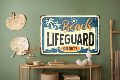 Akoestisch schilderij - Beach typography in vintage