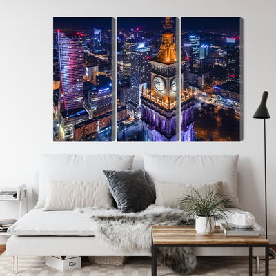 Ljuddämpande tavla - Warsaw panorama at night