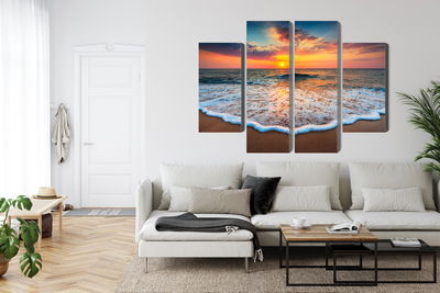 Ljuddämpande tavla - Sunset on the sea 3d