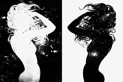 Ljuddämpande tavla - Black and white female