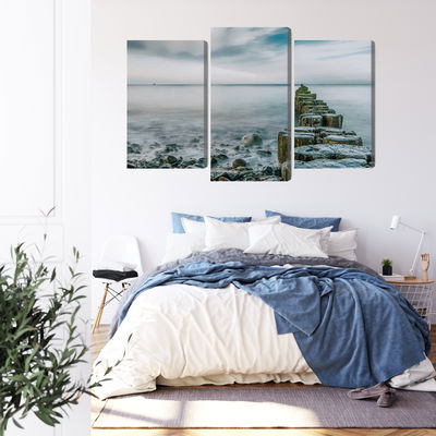 Ljuddämpande tavla - Rocky beach and 3d wooden