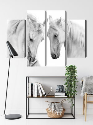 Ljuddämpande tavla - Two horses on a white