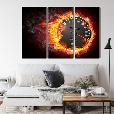 Ljuddämpande tavla - Speedometer in flames