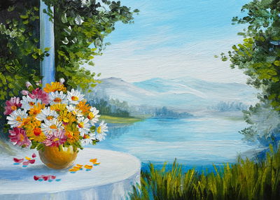 Ljuddämpande tavla - Summer landscape with the sea