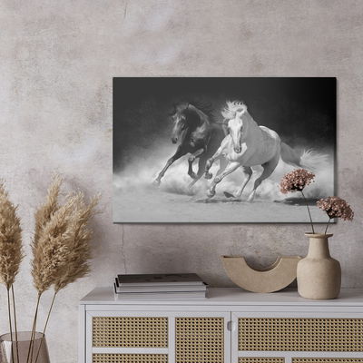 Ljuddämpande tavla - Horses in black and white