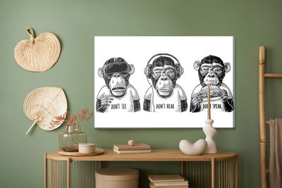 Ljuddämpande tavla - Three monkeys in vintage