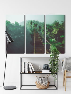 Ljuddämpande tavla - Rope bridge in the jungle 3d