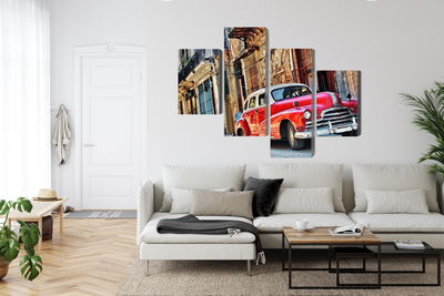 Ljuddämpande tavla - Old american car and havana