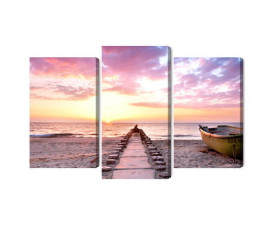 Ljuddämpande tavla - Boat on the beach 3d