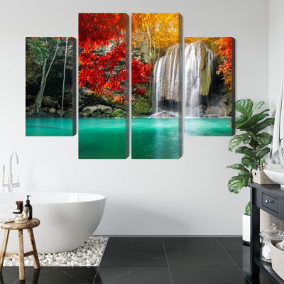 Ljuddämpande tavla - Cascade in the autumn forest