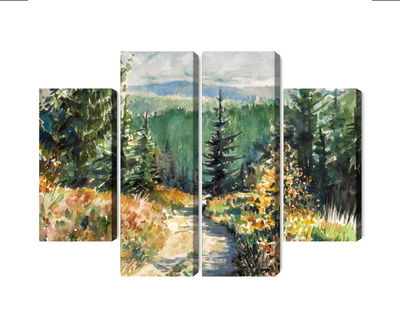 Ljuddämpande tavla - Forest landscape painted