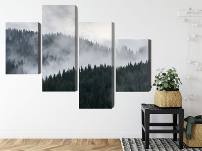 Ljuddämpande tavla - Misty 3d forest landscape