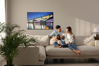 Ljuddämpande tavla - Warsaw bridges at night