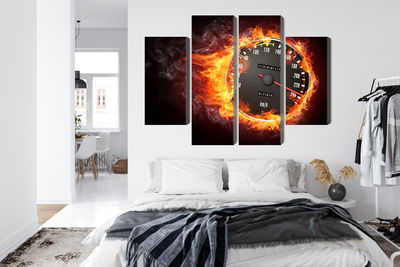 Ljuddämpande tavla - Speedometer in flames