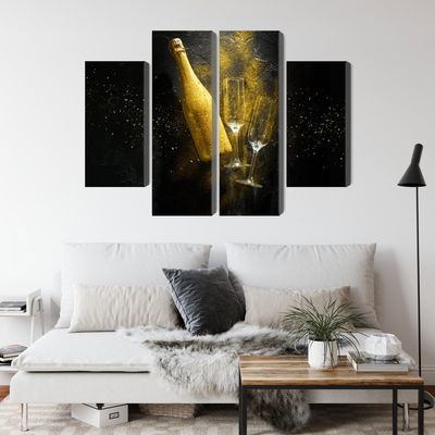 Ljuddämpande tavla - Golden bottle of champagne