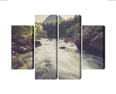 Ljuddämpande tavla - Mountain river in the forest