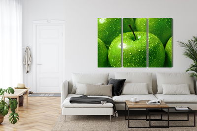 Ljuddämpande tavla - Green apples on a macro scale