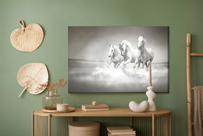 Ljuddämpande tavla - Horses in black and white