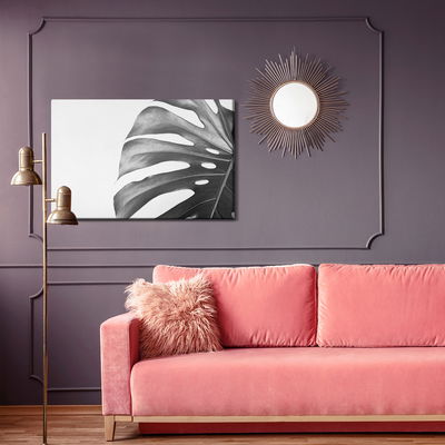 Ljuddämpande tavla - Monstera leaf in black