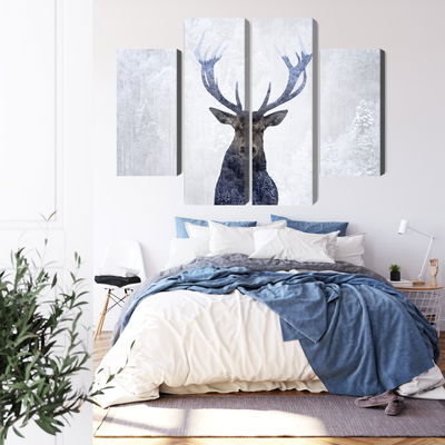 Ljuddämpande tavla - Deer in the winter 3d forest