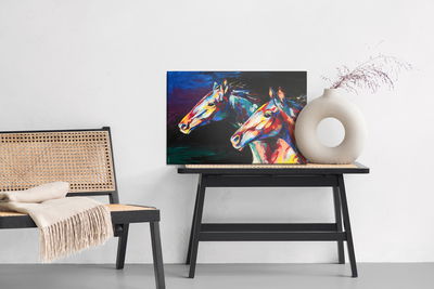 Ljuddämpande tavla - Colorful abstract horses