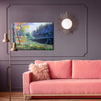 Ljuddämpande tavla - Autumn forest in the evening