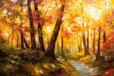 Ljuddämpande tavla - Autumn forest near the river