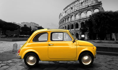 Ljuddämpande tavla - Yellow retro car