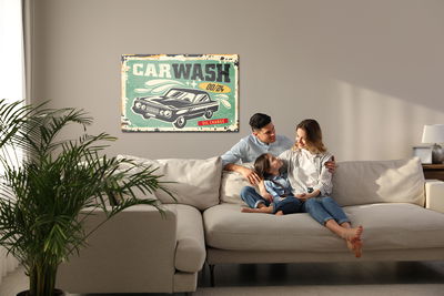 Ljuddämpande tavla - Old car and retro lettering