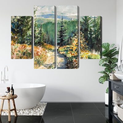 Ljuddämpande tavla - Forest landscape painted