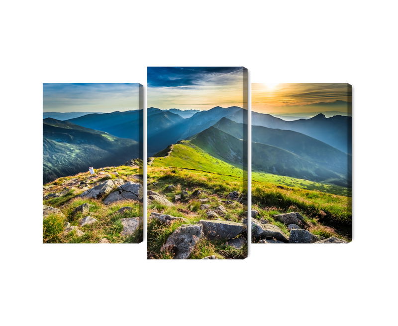 Ljuddämpande tavla - Sunset in the mountains 3d