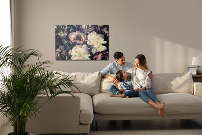 Ljuddämpande tavla - Peonies in dark colours