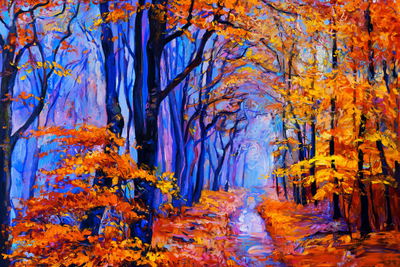 Ljuddämpande tavla - Blue-orange forest