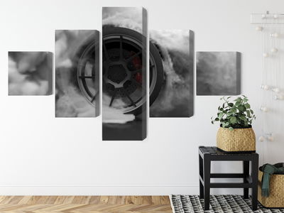 Ljuddämpande tavla - Car wheel in a cloud of 3d