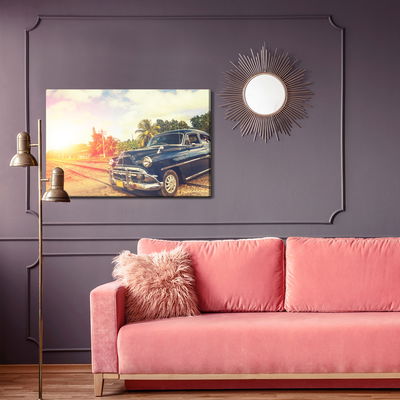 Ljuddämpande tavla - Black car in retro style