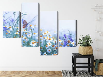Ljuddämpande tavla - Butterfly and wildflowers