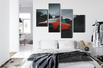 Ljuddämpande tavla - Orange retro car