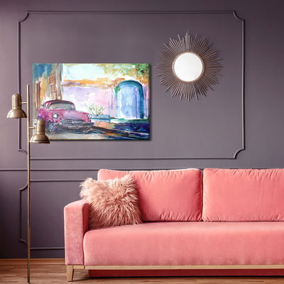 Ljuddämpande tavla - Pink car painted