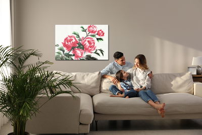 Ljuddämpande tavla - Peonies painted