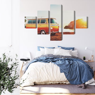 Ljuddämpande tavla - Retro car on the beach