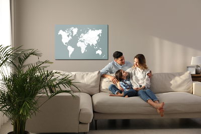 Ljuddämpande tavla - World map on a gray