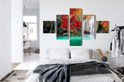 Ljuddämpande tavla - Cascade in the autumn forest