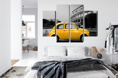 Ljuddämpande tavla - Yellow retro car