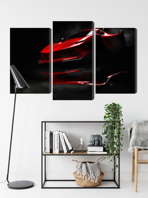 Ljuddämpande tavla - Red sports car 3d