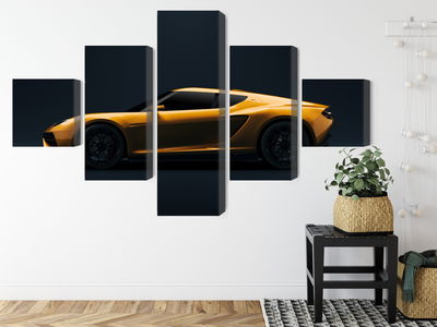 Ljuddämpande tavla - Yellow 3d sports car