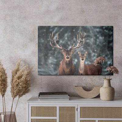Ljuddämpande tavla - Deer and deer in winter